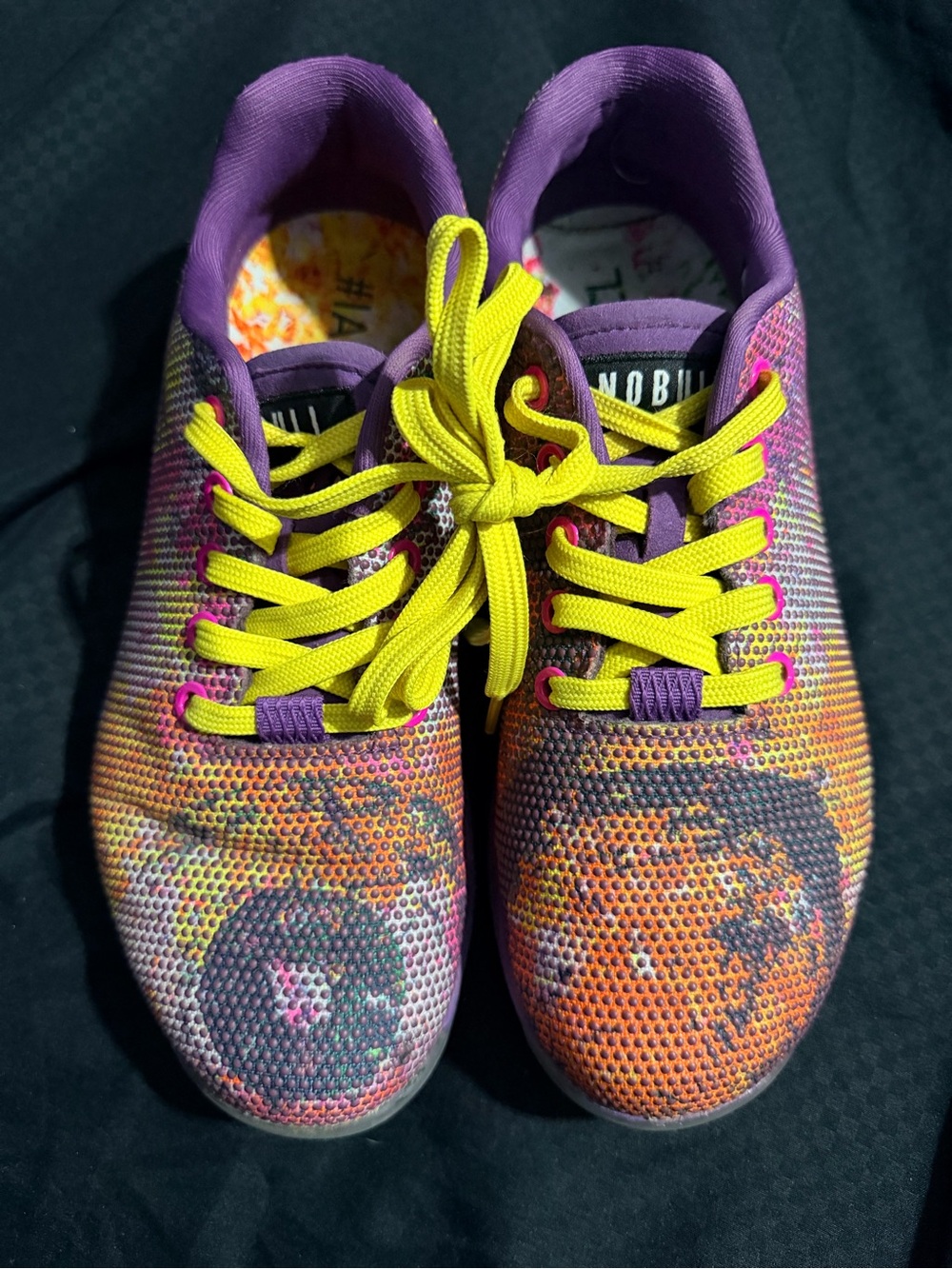 NOBULL Multicolor Knit Athletic Shoes with Purple Trim and Yellow Laces